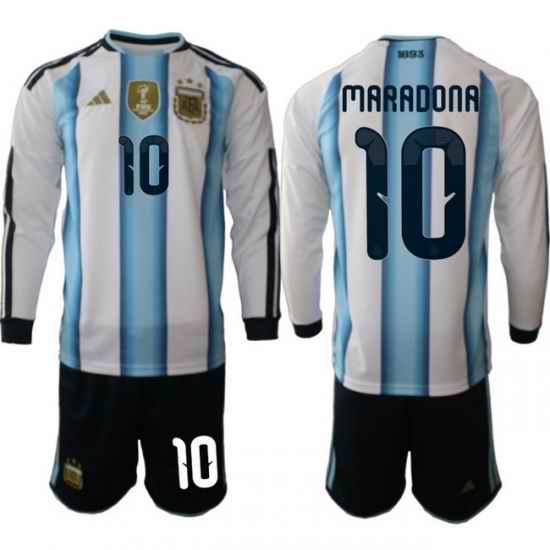 Argentina 2026 FIFA World Cup Soccer Jersey White LONG #10 MARADONA